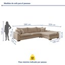 Ver imagem 4 de Sofá de Canto 6 Lugares com Chaise Modulado 280cm com Base em Madeira Maciça Dominique