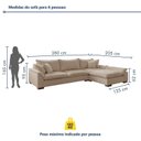 Ver imagem 4 de Sofá de Canto Modulado com Chaise 6 Lugares Base em Madeira Maciça Dominique Prime