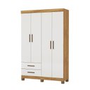 Ver imagem 2 de Guarda-Roupa 4 Portas 2 Gavetas com Pés Genova Off White/Cinamomo