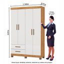 Ver imagem 3 de Guarda-Roupa 4 Portas 2 Gavetas com Pés Genova Off White/Cinamomo