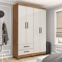 Ver imagem 1 de Guarda-Roupa 4 Portas 2 Gavetas com Pés Genova Off White/Cinamomo