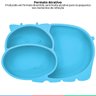 Prato Infantil De Silicone Com 3 Divisórias Para Bebê Introdução Alimentar Hipopótamo Kababy - Azul - 4