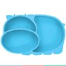 Prato Infantil De Silicone Com 3 Divisórias Para Bebê Introdução Alimentar Hipopótamo Kababy - Azul - 6