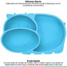 Prato Infantil De Silicone Com 3 Divisórias Para Bebê Introdução Alimentar Hipopótamo Kababy - Azul - 3
