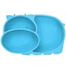 Prato Infantil De Silicone Com 3 Divisórias Para Bebê Introdução Alimentar Hipopótamo Kababy - Azul - 1