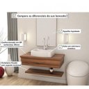 Ver imagem 7 de Bancada para Banheiro 80cm com Cuba Aria RT41 Prateleira e Espelheira 806W Metrópole Marrom/Nogal