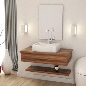 Bancada para Banheiro 80cm com Cuba Aria Rt41 Prateleira e Espelheira 806W Metrópole 