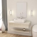 Ver imagem 1 de Bancada para Banheiro 80cm com Cuba Aria Rt41 Prateleira e Espelheira 806W Metrópole 