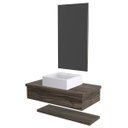 Ver imagem 3 de Bancada para Banheiro 80cm com Cuba Q39 Prateleira e Espelheira 806W Metrópole Marrom/Carvalho Dark