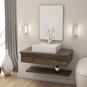 Ver imagem 1 de Bancada para Banheiro 80cm com Cuba Q39 Prateleira e Espelheira 806W Metrópole 