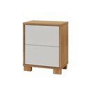 Ver imagem 2 de Mesa de Cabeceira 54cm com 02 Gavetas Dalla Costa 100% Mdf Cor:freijó com Off White