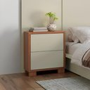 Ver imagem 1 de Mesa de Cabeceira 54cm com 02 Gavetas Dalla Costa 100% Mdf Cor:freijó com Off White