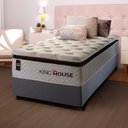 Ver imagem 1 de Conjunto Cama Box Solteirão c/ Molas Ensacadas New York Cinza 96x203x73