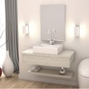 Ver imagem 1 de Bancada para Banheiro 80cm com Cuba Q39 Prateleira e Espelheira 806W Metrópole