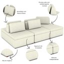 Ver imagem 3 de Sofá Ilha Modular 2,70m em Linho Bege com Encosto Móvel Almofadas Kauai - Larbelle Móveis