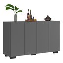 Ver imagem 3 de Aparador Buffet 4 Portas com Pés Quadrados Veneza Multimóveis Grafite/Preto