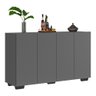 Aparador Buffet 4 Portas com Pés Quadrados Veneza Multimóveis Grafite/Preto - 3