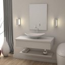 Ver imagem 1 de Bancada para Banheiro 80cm com Cuba Canoa L45 Prateleira e Espelheira 806W Metrópole