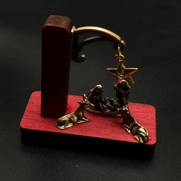 Mini Presépio Natal Completo Madeira Vermelho Rústico - 3