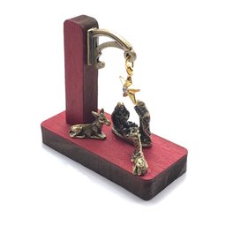 Mini Presépio Natal Completo Madeira Vermelho Rústico - 2