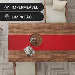 1 Caminho Trilho Mesa Impermeável PVC Juta Vermelho 42x140 - 3