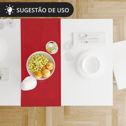 1 Caminho Trilho Mesa Impermeável PVC Juta Vermelho 42x140 - 6