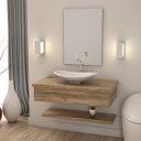 Ver imagem 1 de Bancada para Banheiro 80cm com Cuba Canoa L45 Prateleira e Espelheira 806W Metrópole