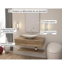 Ver imagem 7 de Bancada para Banheiro 80cm com Cuba Canoa L45 Prateleira e Espelheira 806W Metrópole Marrom/Carvalho