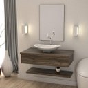 Ver imagem 1 de Bancada para Banheiro 80cm com Cuba Canoa L45 Prateleira e Espelheira 806W Metrópole