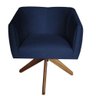 Kit 04 Poltronas Base Giratória Suede Azul Marinho - 5