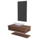 Ver imagem 3 de Bancada para Banheiro 80cm com Cuba Canoa L45 Prateleira e Espelheira 806W Metrópole Marrom/Nogal
