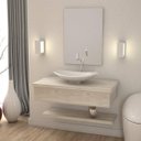 Ver imagem 1 de Bancada para Banheiro 80cm com Cuba Canoa L45 Prateleira e Espelheira 806w Metrópole 