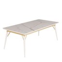 Ver imagem 1 de Mesa Jantar Netuno 8 Lugares 200x100 Cm Pés Madeira Metal Vidro Marmorizado Br