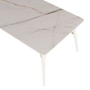 Ver imagem 4 de Mesa Jantar Netuno 8 Lugares 200x100 Cm Pés Madeira Metal Vidro Marmorizado Br