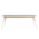 Ver imagem 2 de Mesa Jantar Netuno 8 Lugares 200x100 Cm Pés Madeira Metal Vidro Marmorizado Br