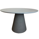 Ver imagem 3 de Mesa De Jantar Cone Redonda 120cm Tampo Laqueado Cinza + Vidro Base Corda Náutica Cinza Personal Dec