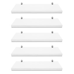 Kit Jogo 5 Prateleiras em Mdf Lisa Branca Porta Quadros com Suporte Invisível - 1