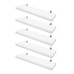 Kit Jogo 5 Prateleiras em Mdf Lisa Branca Porta Quadros com Suporte Invisível - 2