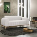 Ver imagem 2 de Sofá 2 Lugares para Sala de Estar Molino 150 Cm D02 Pés D'ouro Corano Branco C-12 - Lyam Decor