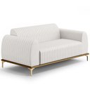 Ver imagem 1 de Sofá 2 Lugares para Sala de Estar Molino 150 Cm D02 Pés D'ouro Corano Branco C-12 - Lyam Decor