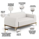 Ver imagem 4 de Sofá 2 Lugares para Sala de Estar Molino 150 Cm D02 Pés D'ouro Corano Branco C-12 - Lyam Decor