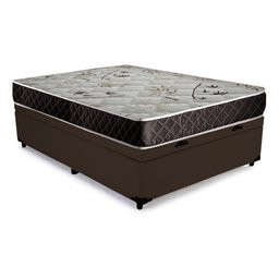 Cama Baú Casal Marrom + Colchão Espuma D23 138x188x8 - 3