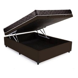 Cama Baú Casal Marrom + Colchão Espuma D23 138x188x8 - 2