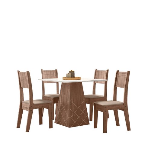 Conjunto Sala de Jantar Liza 0,90 com 04 Cadeiras Amendoa 74b