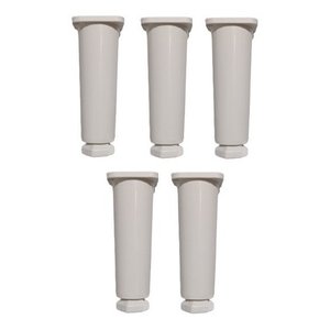 Kit com 5 Pés para Gabinete de Pia Armário Balcão 14cm Regulável Geli Branco