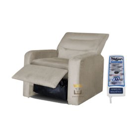 POLTRONA DO PAPAI MASSAGEM RECLINÁVEL SUEDE BEGE CONTROLE - 1