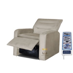 POLTRONA DO PAPAI MASSAGEM RECLINÁVEL SUEDE BEGE CONTROLE