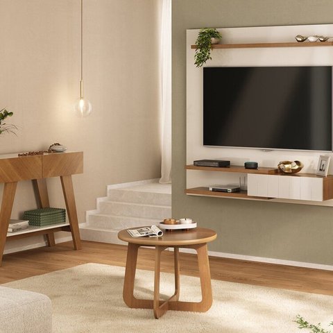 Conjunto 3 Peças Sala de Estar Mesa de Centro Jasmin e Aparador Malibu e Painel Monza