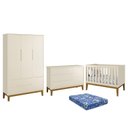 Ver imagem 1 de Dormitório Infantil Classic 3 Portas, Cômoda 1 Porta, Berço Areia Fosco com Pés Amadeirado e