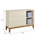 Ver imagem 4 de Dormitório Infantil Classic 3 Portas, Cômoda 1 Porta, Berço Areia Fosco com Pés Amadeirado e